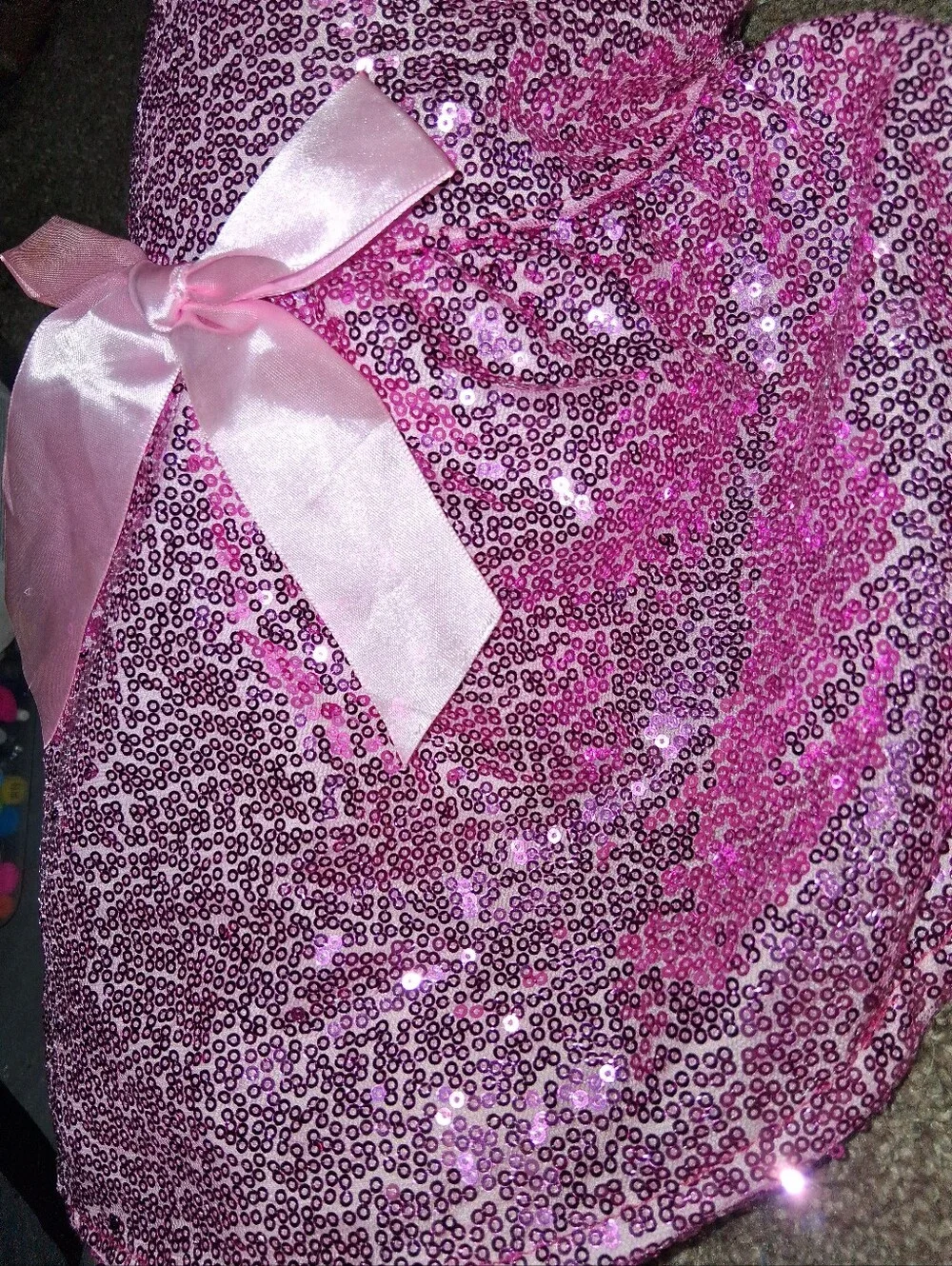 Kids Pink Sequin Bow Costume Dress